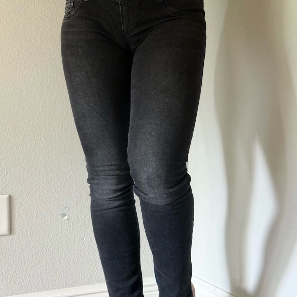 Diesel Skinny High-Rise Jeans in Washed Black